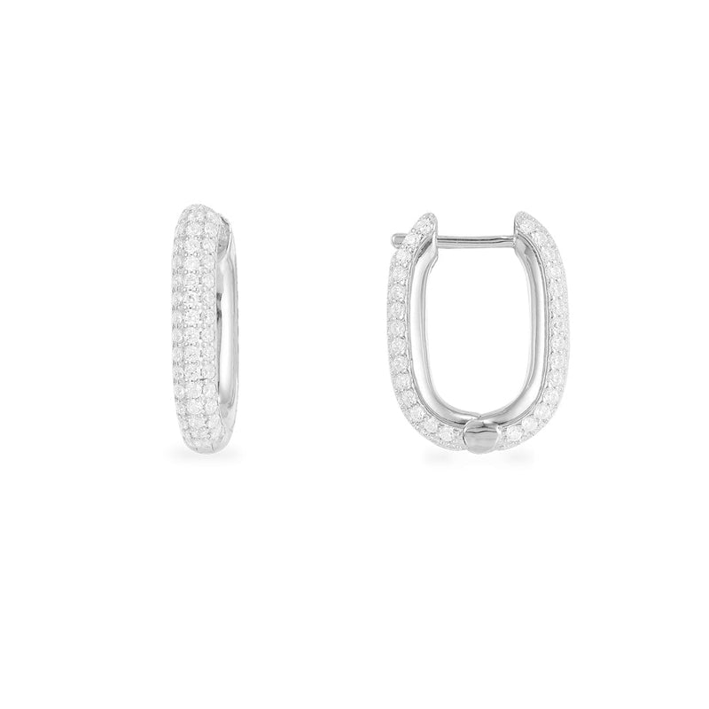 Rectangle paved earrings - silver