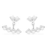 Up And Down Ear Jackets with Pearls - Silver