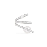 Single Ear Cuff with Pearls - White Silver