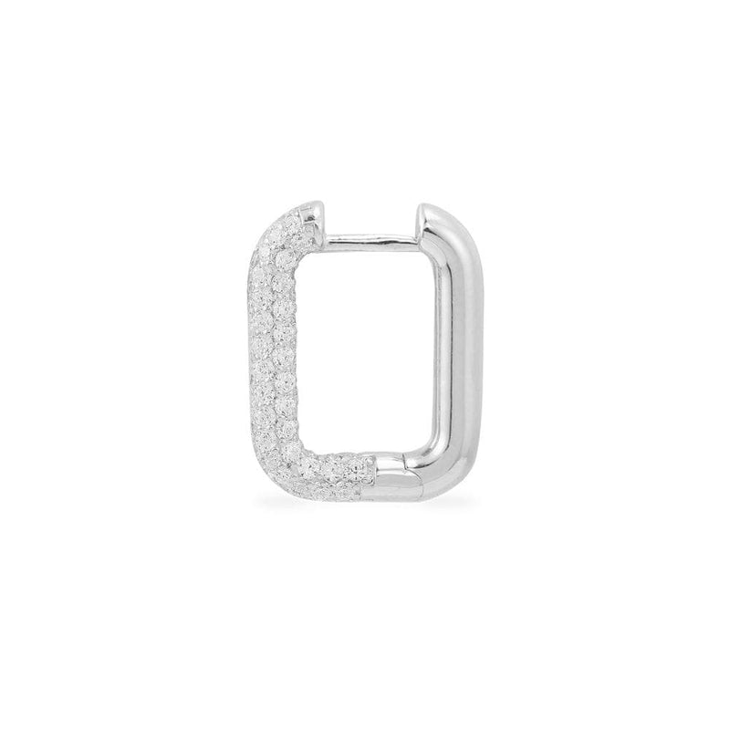 Single Mini Rectangle Earring - Silver