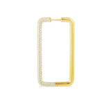 Single Long White Rectangle Earring - Yellow Silver