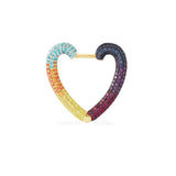 Single Rainbow Heart Earring - Yellow Silver