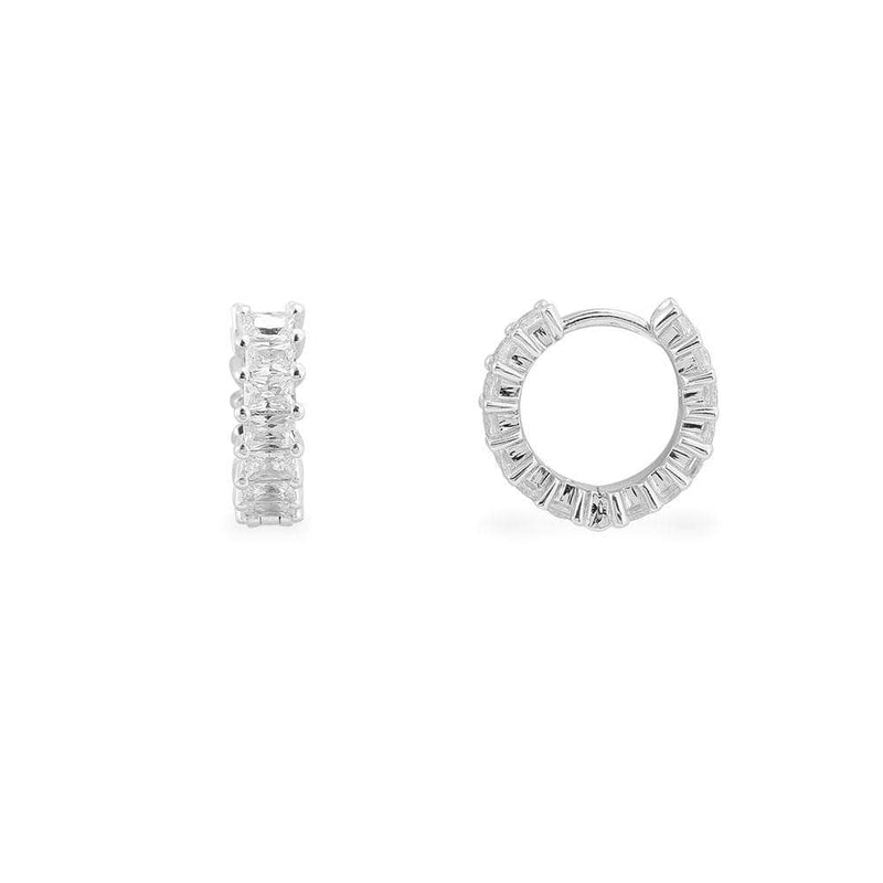 Small Eclat Hoop Earrings - White Silver