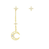 Asymmetric Moon Drop Earring and Stud - Yellow Silver