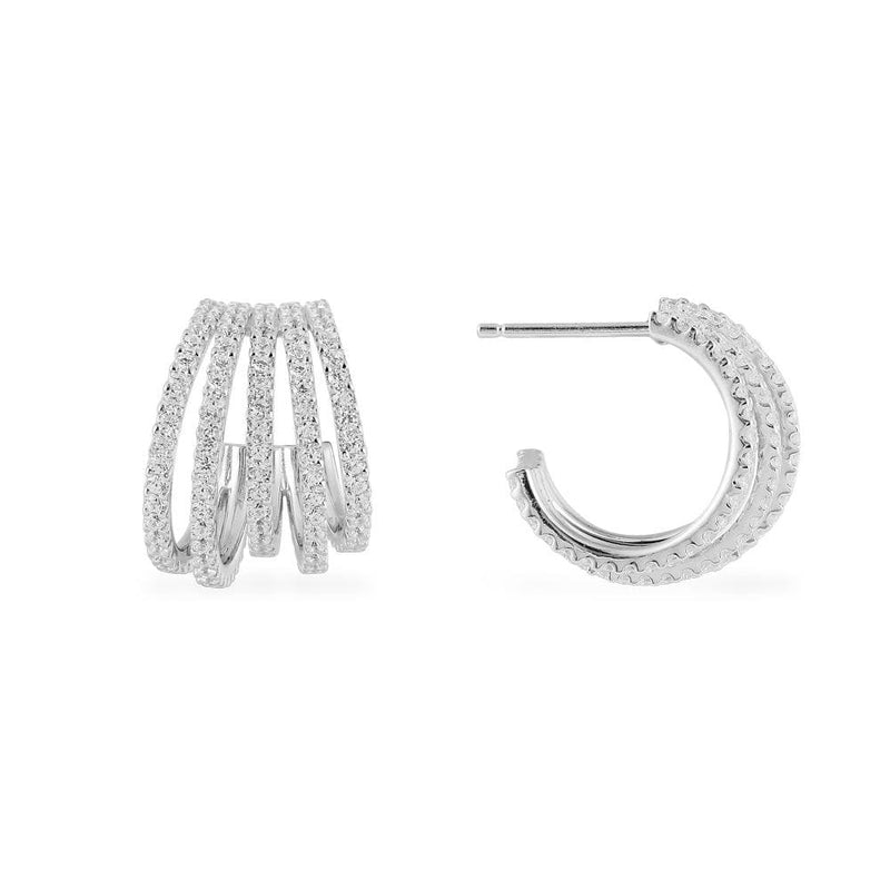 White Hoop Earrings - White Silver