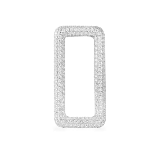 Single Rectangle Earring - White Silver