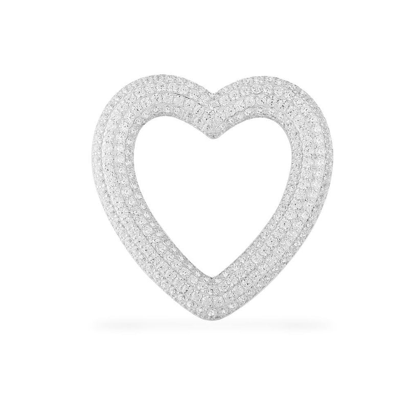 Single Heart Earring - White Silver