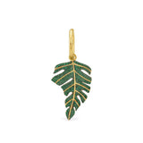 Single Tropical Leaf Earring - Yellow Silver