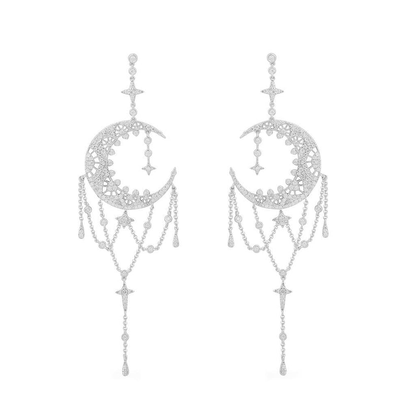 Moon Drop Earrings - Silver