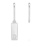 Asymmetric Alphabet Plate Earring And Rectangle - White Silver