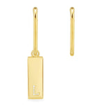 Asymmetric Alphabet Plate Earring and Rectangle - Yellow Silver