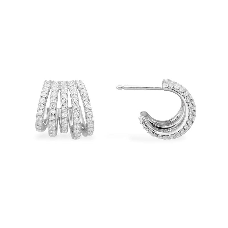 Five-Hoop Earrings - White Silver