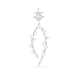 Single Star Drop Earring with Pearls - Silver