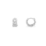 Small Chain Hoop Earrings - White Silver