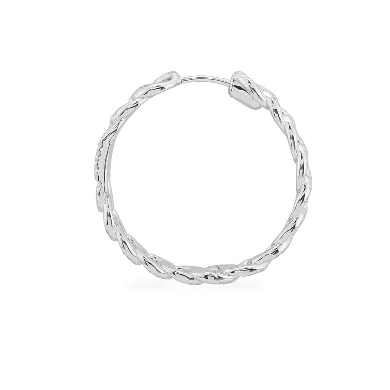 Single Chain Hoop Earring - White Silver