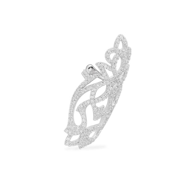 Single Arabesque Ear cuff - White Silver