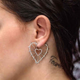 APM Monaco Single Geometric Heart Earring with Spikes in white silver