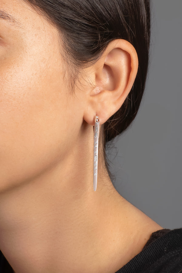 APM Monaco Single SMILE morse code earring in white silver