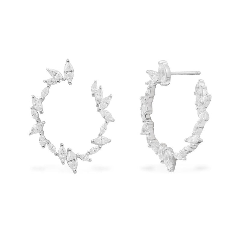 Festival Oval Earrings - White Silver