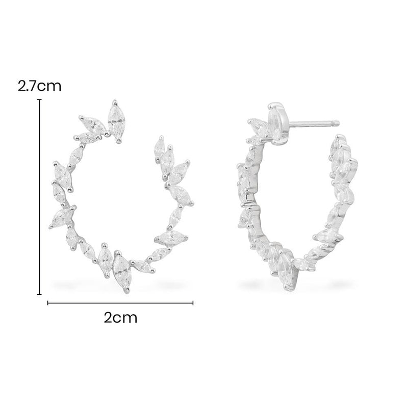 Festival Oval Earrings - White Silver