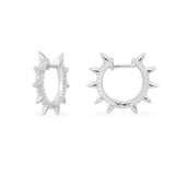 Spike Hoop Earrings - White Silver