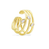 Single Multi-Hoop Ear Cuff with Pear - Yellow Silver