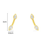 Climber Earrings with Pear - Yellow Silver