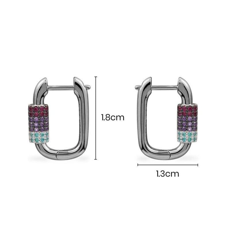 Blue-Lagoon, Burgundy And Purple Chain Link Earrings - Dark Grey Silver