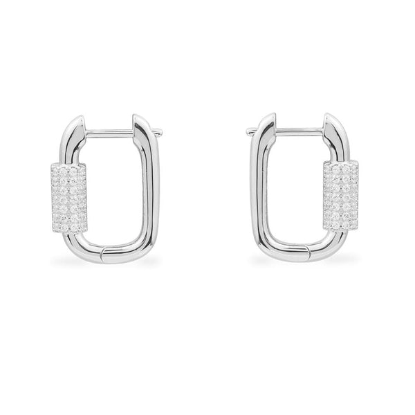 Chain Link Earrings - White Silver