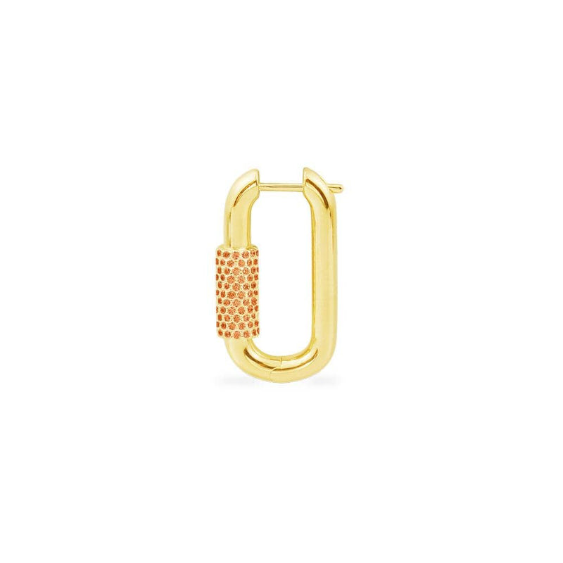 Single Orange Chain Link Earring - Yellow Silver