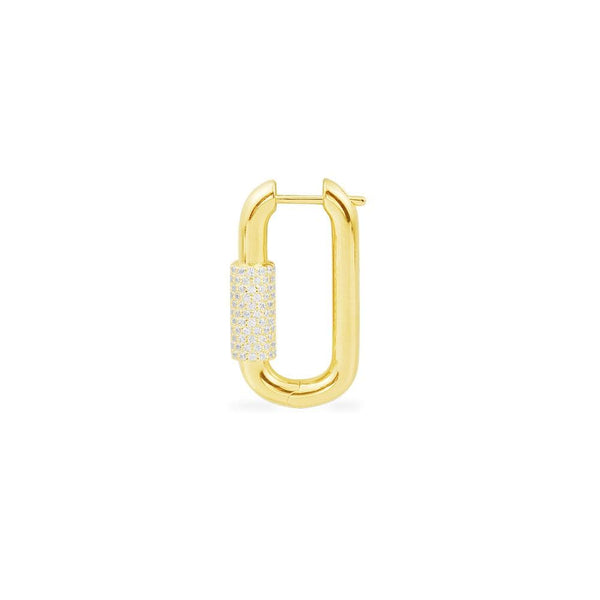 Single White Chain Link Earring - Yellow Silver