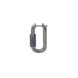 Single Purple Chain Link Earring - Dark Grey Silver