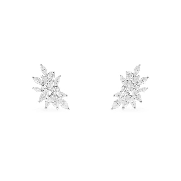 Festival Stud Earrings - White Silver