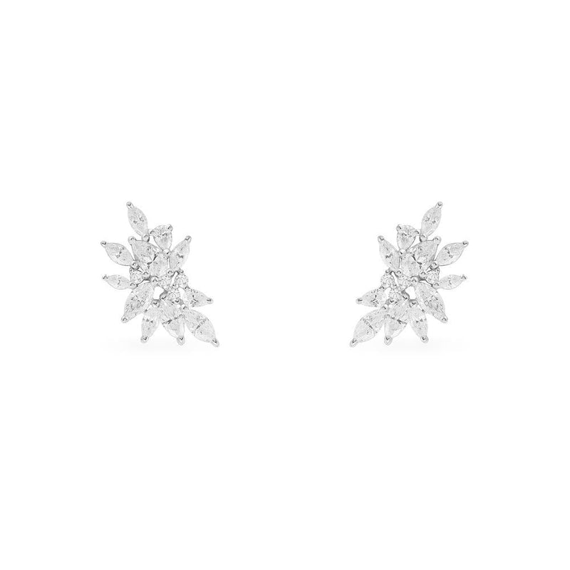 Festival Stud Earrings - White Silver