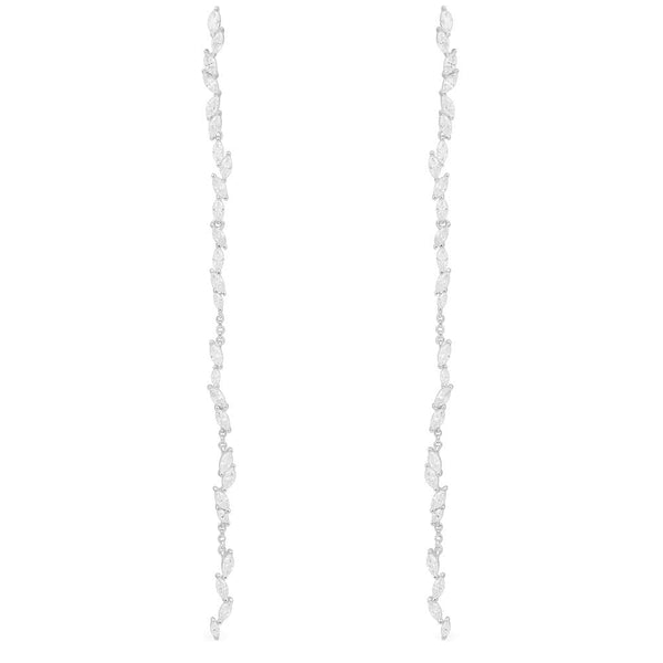 Festival Line Drop Earrings - White Silver