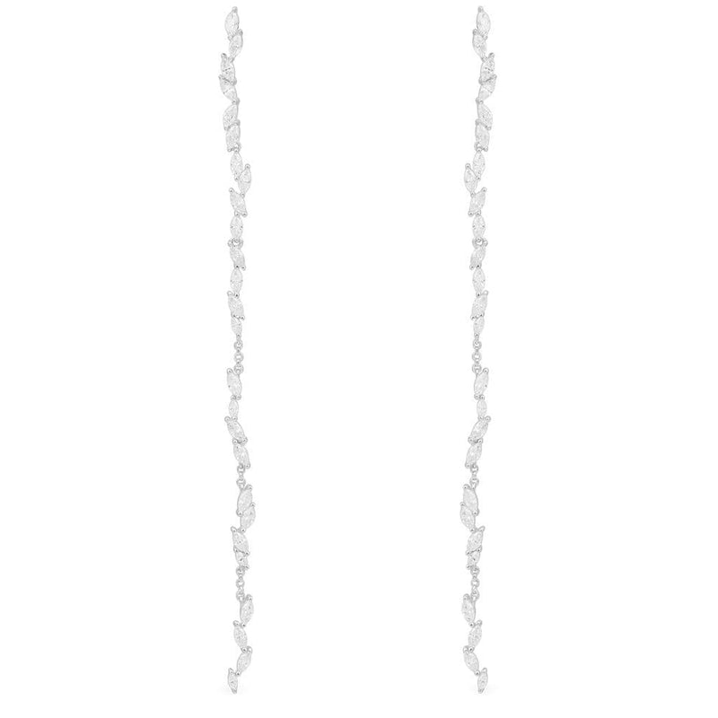 Festival Line Drop Earrings - White Silver