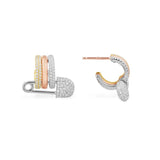 Mutlicolor Earrings With Safety Pins - White Silver