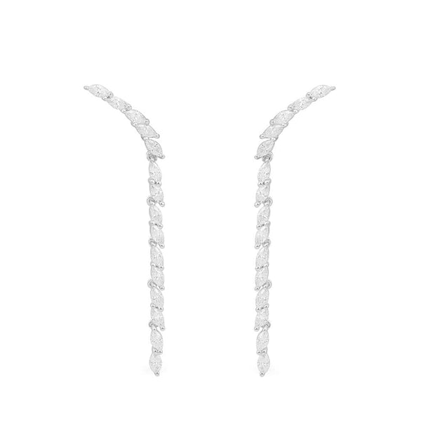 Festival Climber Earrings - White Silver