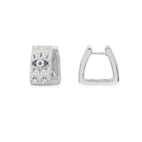 Lucky Eye Triangular Earrings - White Silver