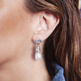 APM Monaco lucky eye underlobe earrings with pearls in white silver