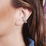 Single Symbole Ear Cuff - White Silver