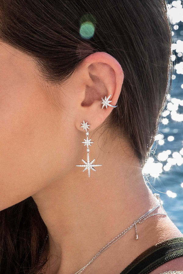 Triple Météorites Drop Earrings