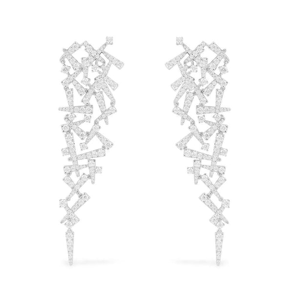 Festival Statement Drop Earrings - White Silver