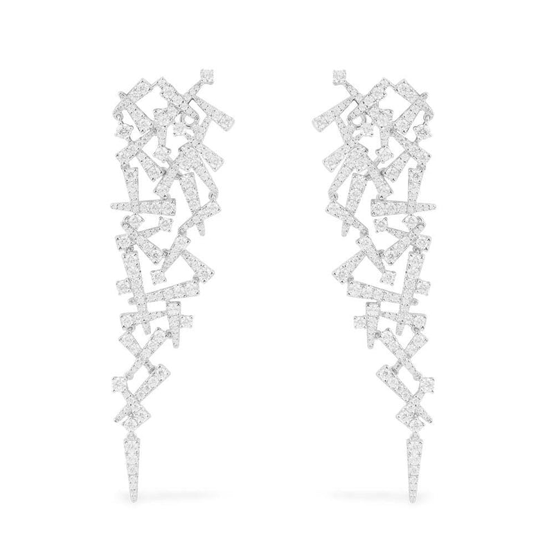 Festival Statement Drop Earrings - White Silver