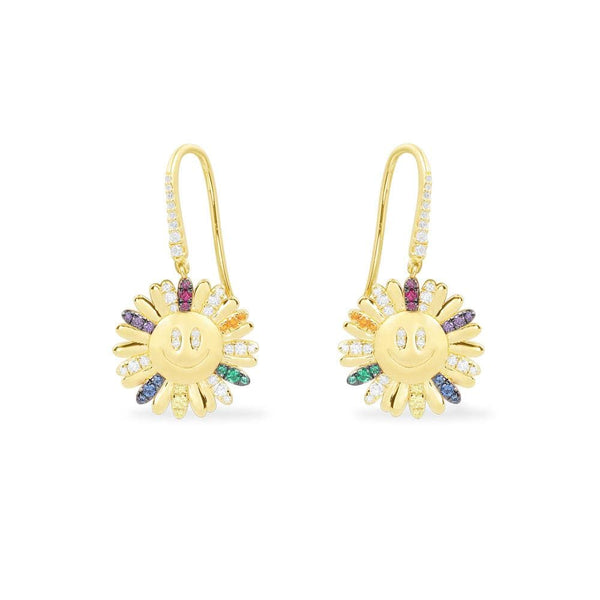 Multicolor Daisy Earrings - Yellow Silver