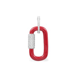 Single Red Chain-link Earring - silver