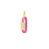 Single Neon Pink Chain-Link Earring - Yellow Silver