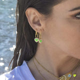 APM Monaco Neon Green Heart Chain Earrings in yellow silver