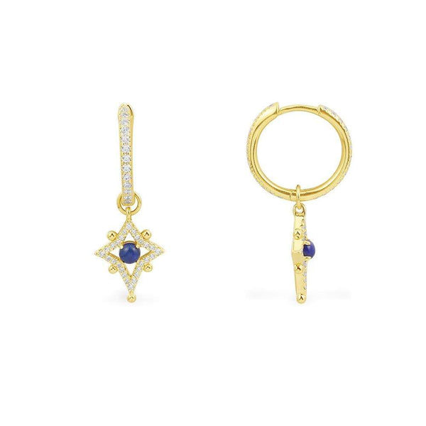 Compass Star Hoop Earrings - Yellow Silver