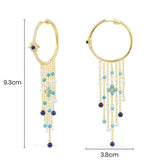 Chain Drop Hoop Earrings - Yellow Silver